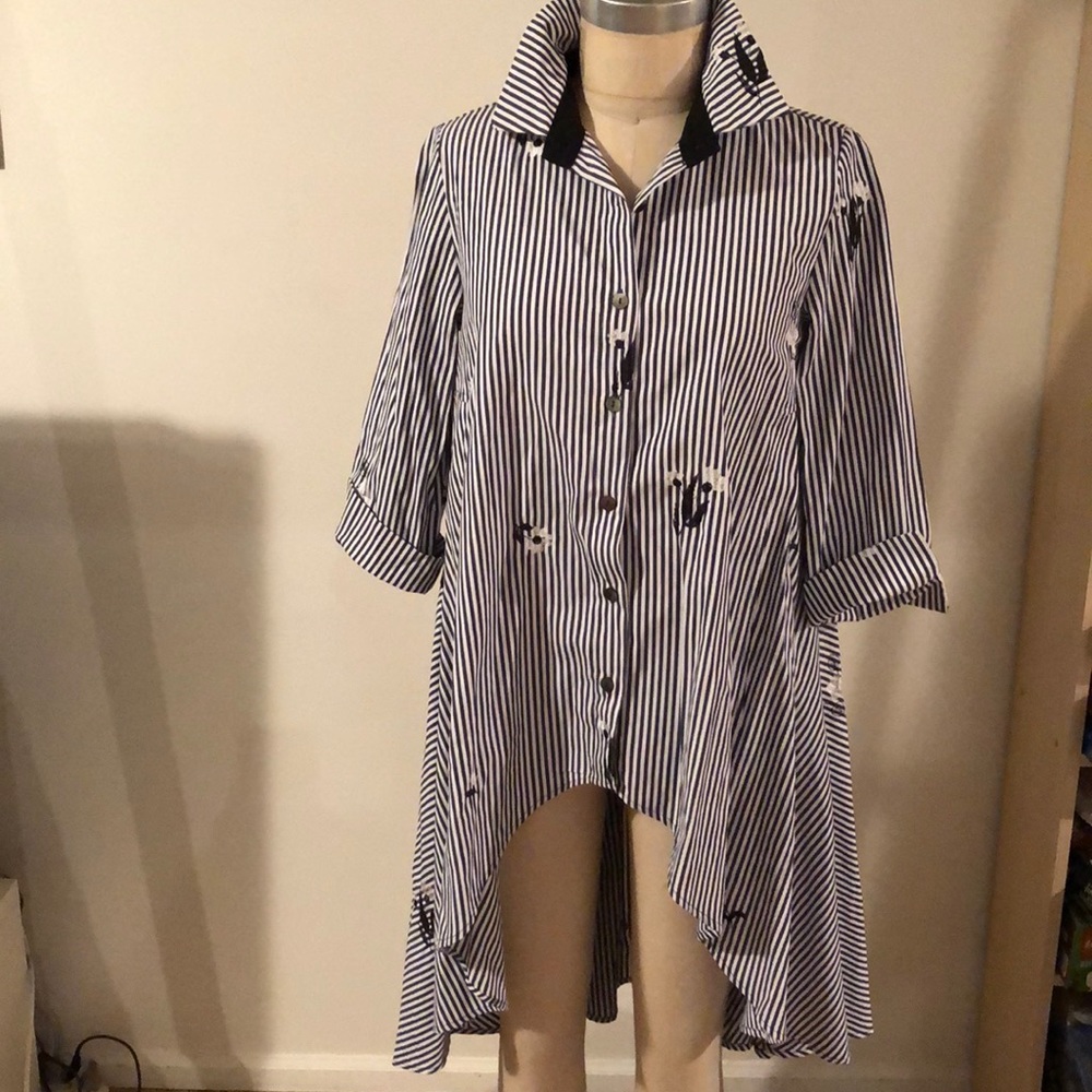 Barami Stripe poplin embroidered shirt